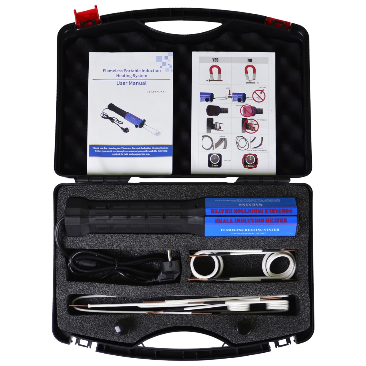 1300W Handle magnetic induction Heater 3/8coils Kit-Plastic pack for remove nut, bearing