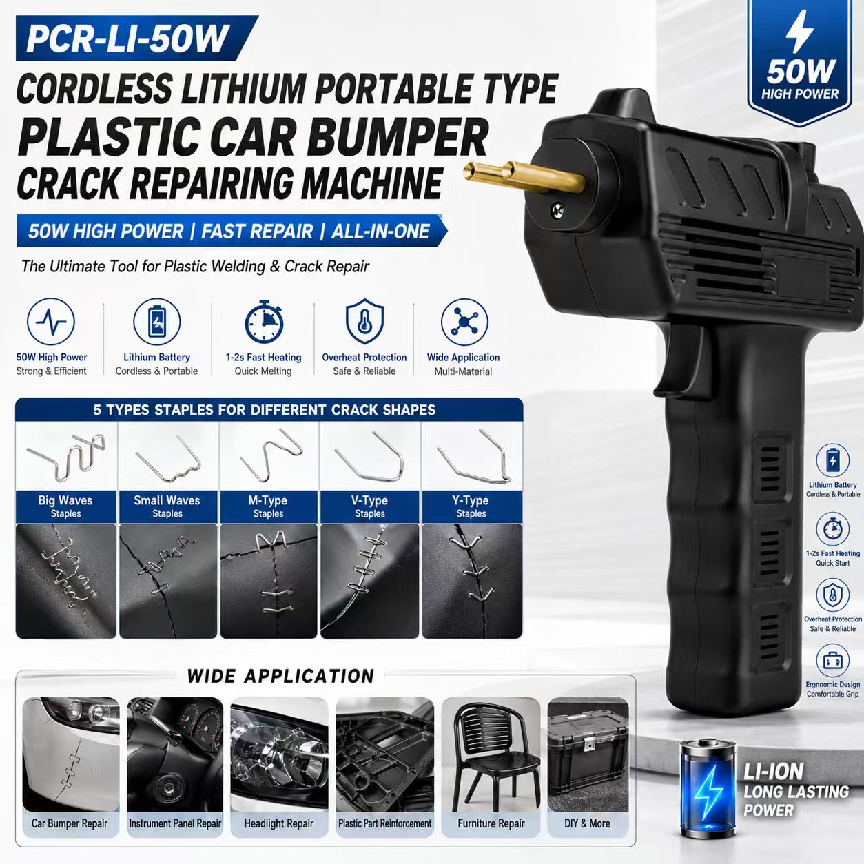 16800mAh Cordless Lithium Portable Type Plastic Car Bumper Crack Repairing Machine