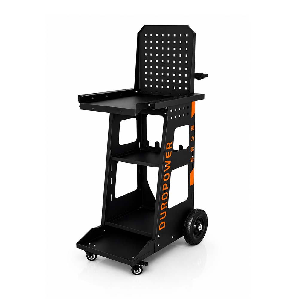 Steel Automotive Tool Storage Trolley with Pegboard, Multi-Level Shelves And Pneumatic Rubber Wheels