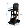 Steel Automotive Tool Storage Trolley with Pegboard, Multi-Level Shelves And Pneumatic Rubber Wheels