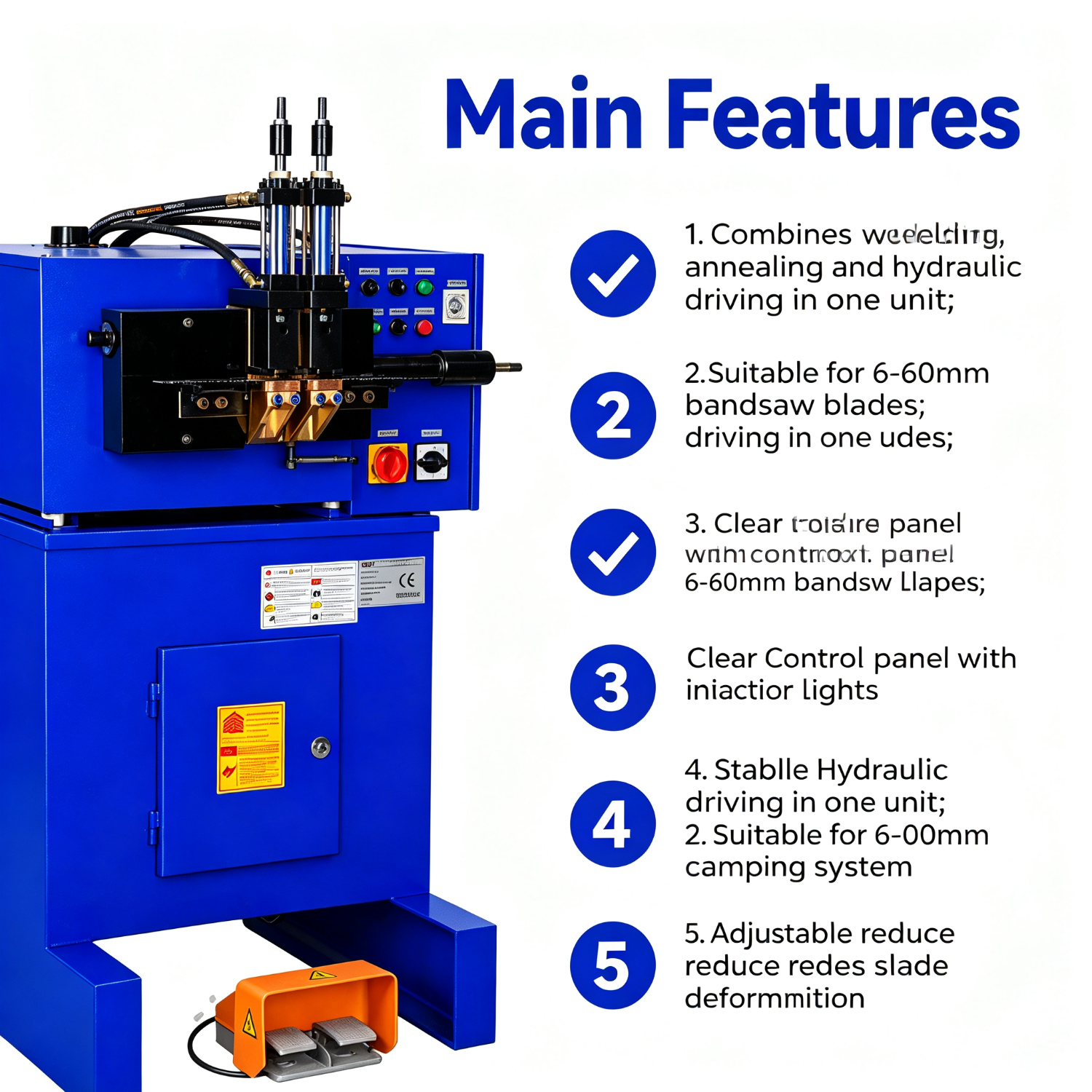 BAS-060 Metal Bandsaw Blade Welding and Annealing Machine Hydraulic Clamp